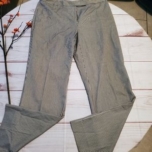 Style & Co Stretch Navy Blue White vertical Pinstripe wide leg long pants 12